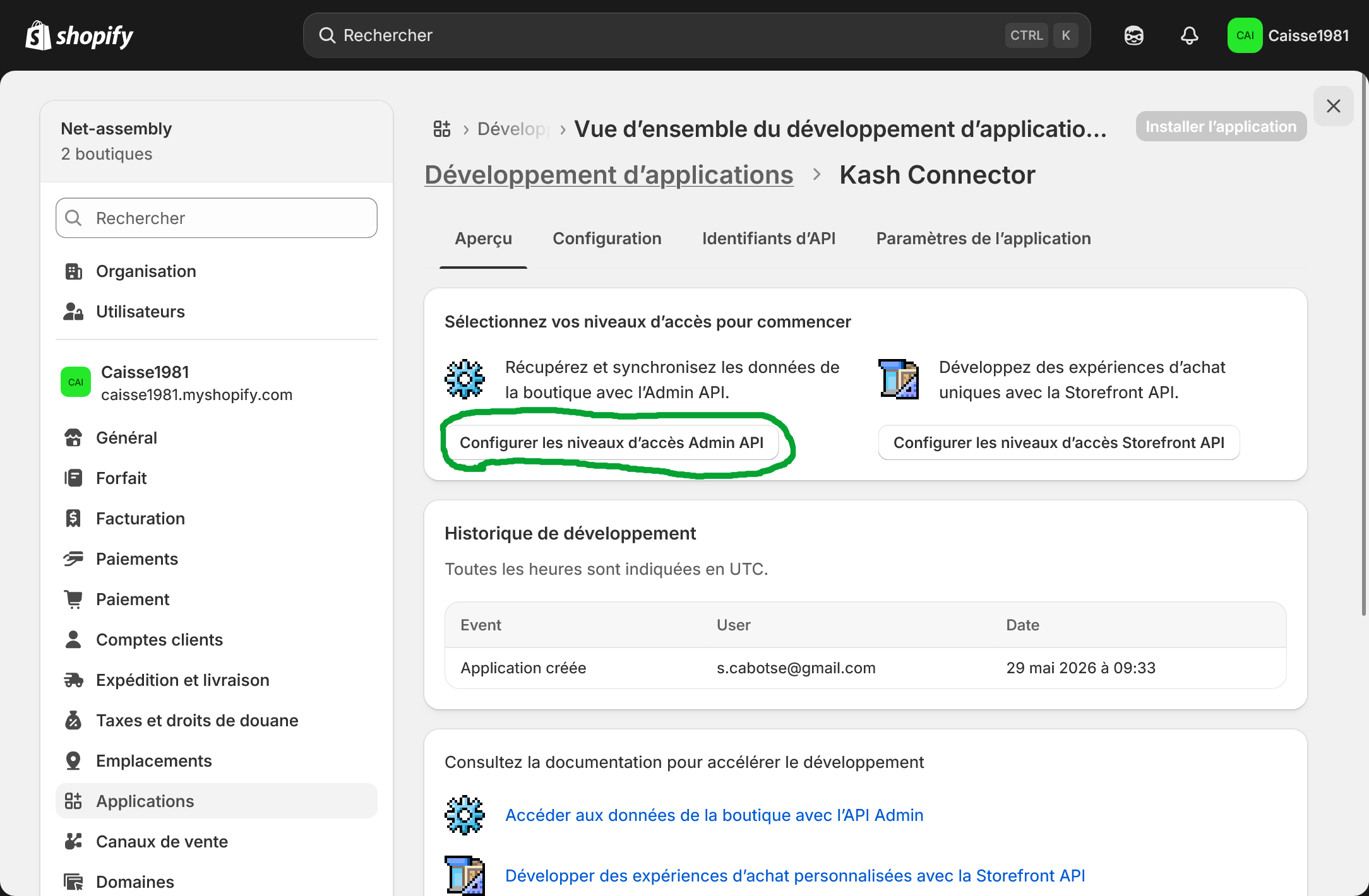 Create a Shopify app