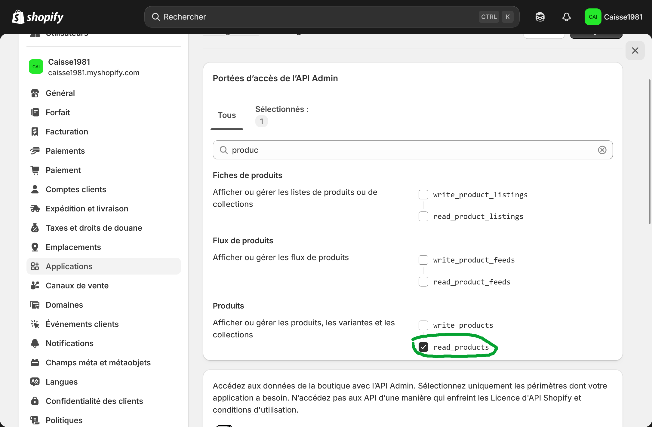 Shopify API Admin Permissions
